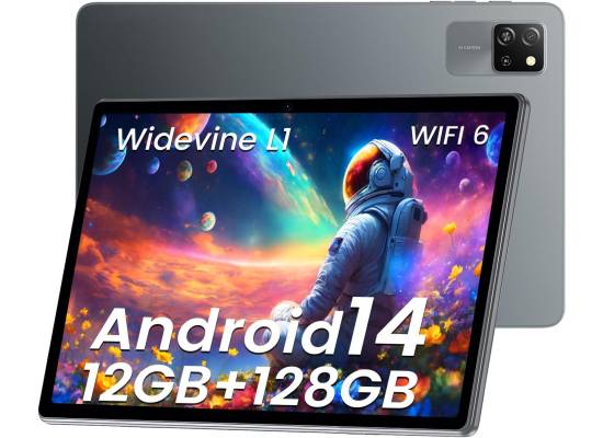 رام Blackview Tab 60 WiFi Android 14 Tablet Eye Comfort Mode, 12GB (4GB physical + 8GB virtual) 128GB Storage, 10.1-inch, HD Plus - Grey with Bluetooth Keyboard