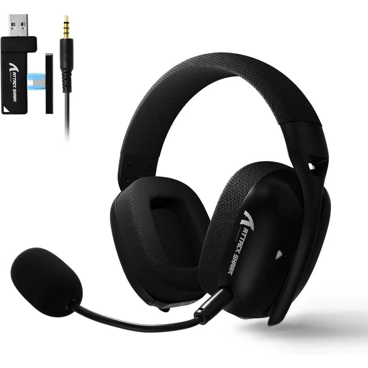ATTACK SHARK L80PRO Wireless Gaming Headset Lightseed Tech-Built-in&Detachable Dual Microphone-Lightweight Headphone with Tri-Mode(2.4GHz USB C&A Dongle/BT/Wired)-for PC Mac Switch Win-Black