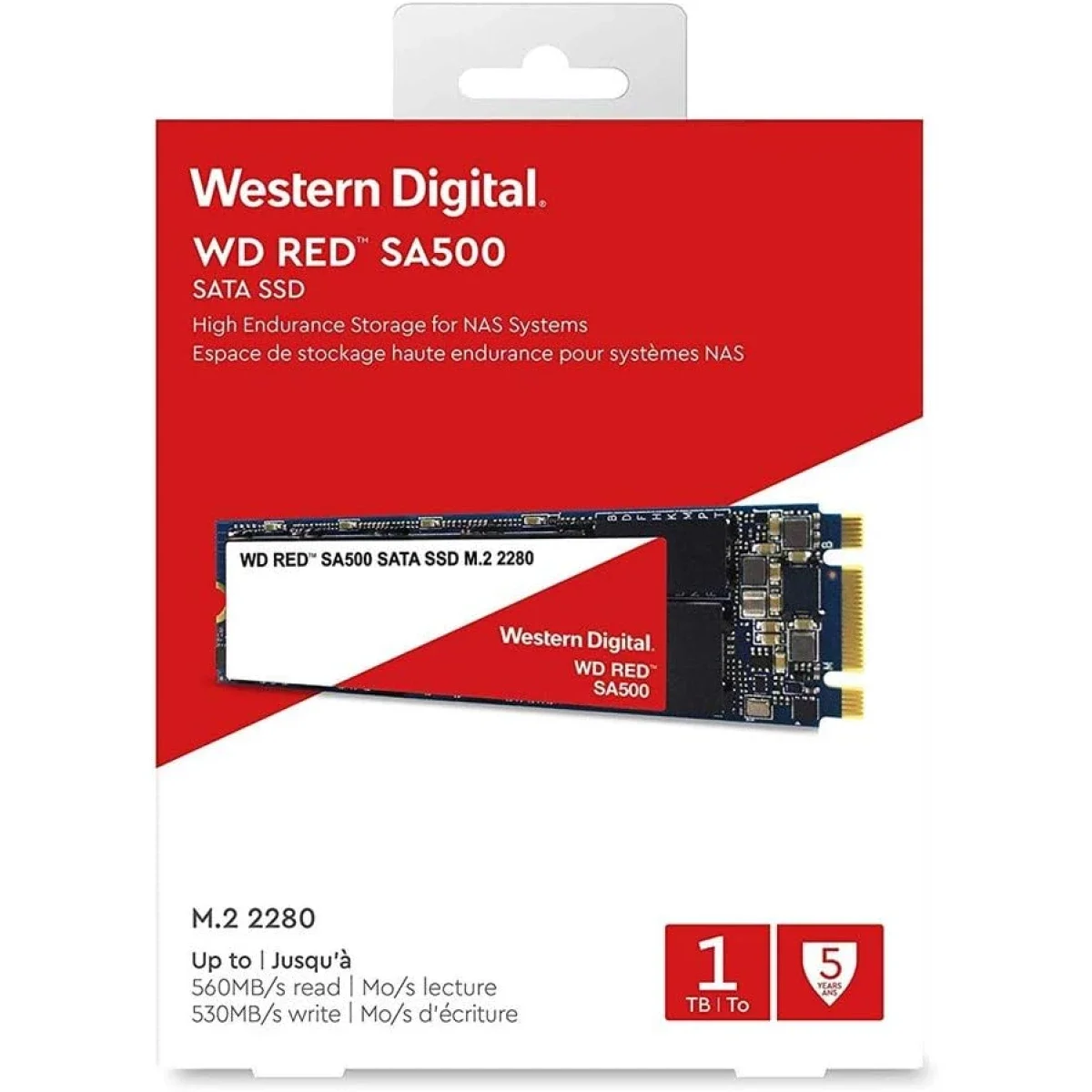 Western Digital 500GB WD Red SA500 NAS 3D NAND Internal SSD - SATA III 6 Gb\/s, M.2 2280, Up to 560 MB\/s