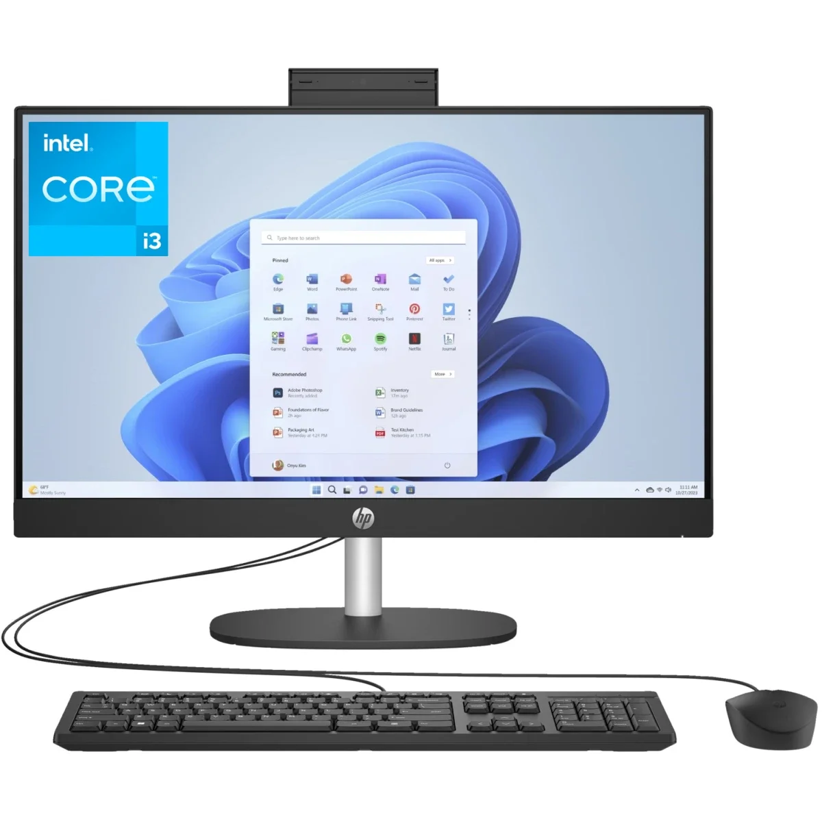 HP All-in-One 24-cr0045ne PC (2023) NEW 13Gen Intel Core i3 10-Cores w\/ 24" IPS Full HD 99% sRGB NONE Touch Display - Black