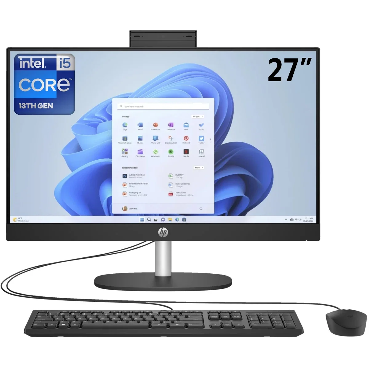 HP NEW All-in-One 27-cr0024ne PC (2024) 13Gen Intel Core i5 10-Cores w\/ 27" IPS Full HD 99% sRGB NONE Touch Display (Customized) - Black