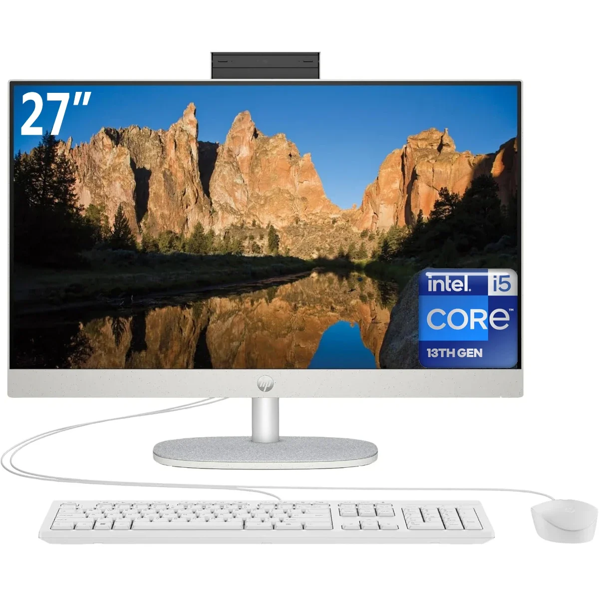 HP All-in-One 27-cr0023ne PC (2024) NEW 13Gen Intel Core i5 10-Cores w\/ 27" IPS Full HD 99% sRGB NONE Touch Display (Customized) - White