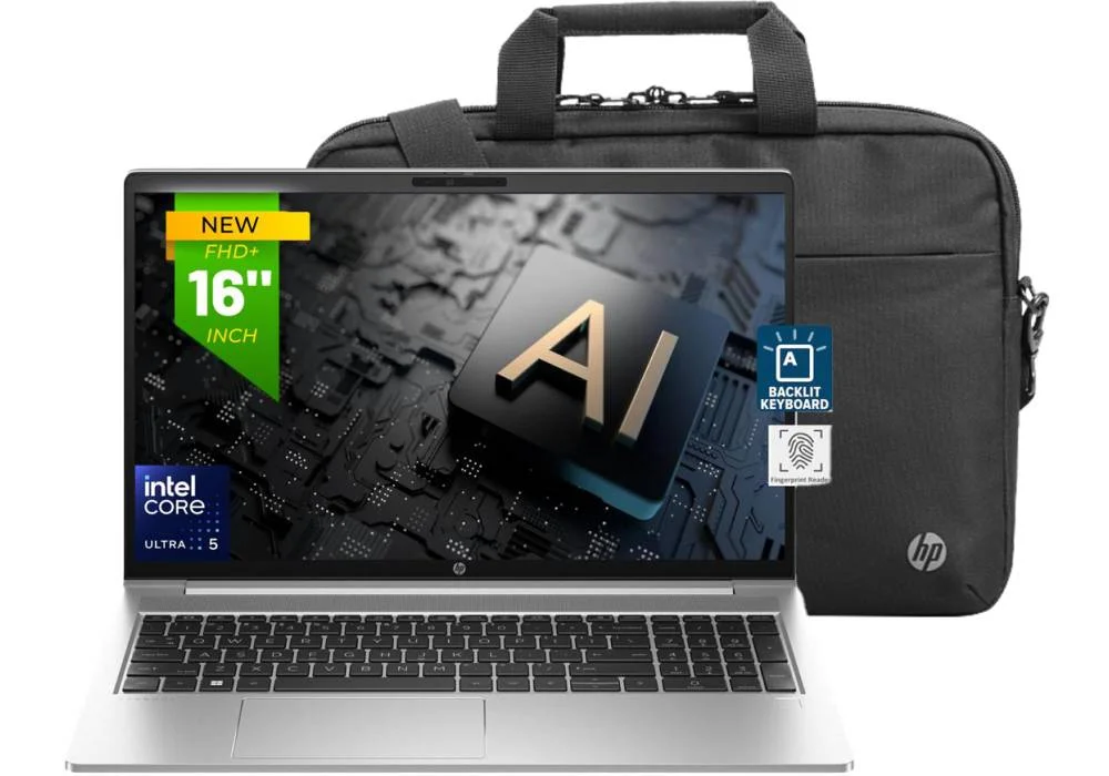 HP ProBook 460 G11 Business Laptop Intel® Core™ Ultra 5 125U, 8 GB DDR5, 512 GB SSD 16" WUXGA (1920 x 1200), IPS, Fingerprint w/ Renew Business 17.3-inch Bag - Sliver