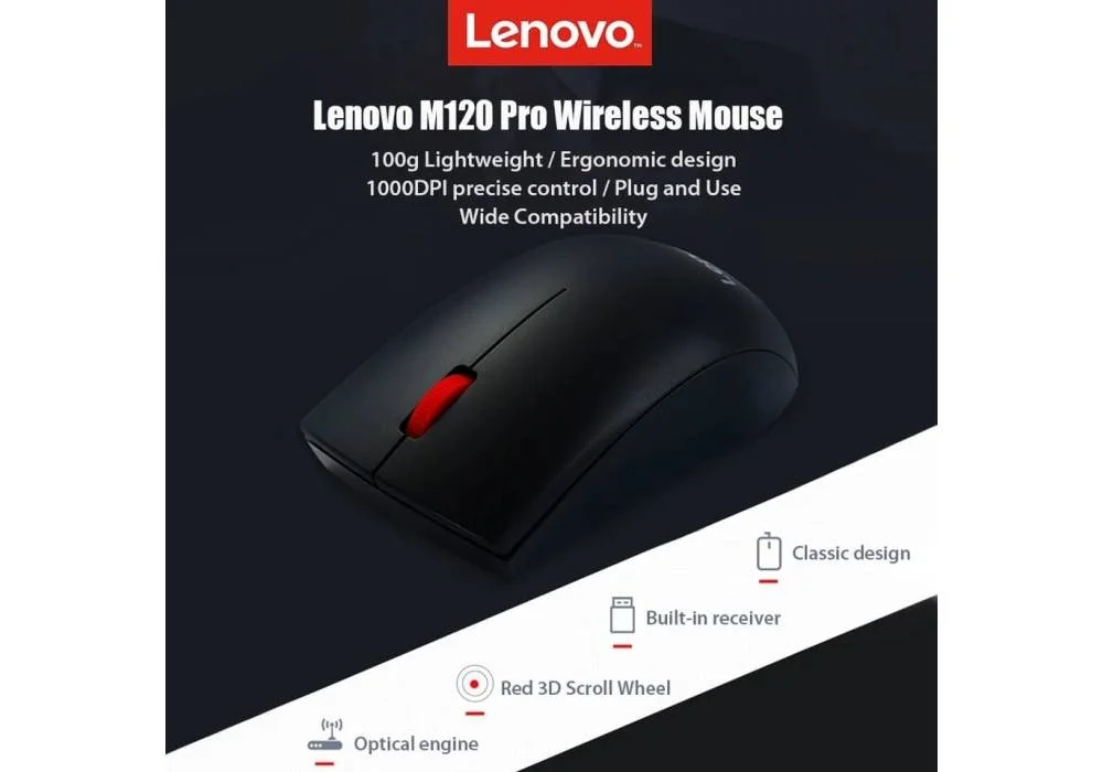 Lenovo M120 Pro Wireless Optical Mouse - Black