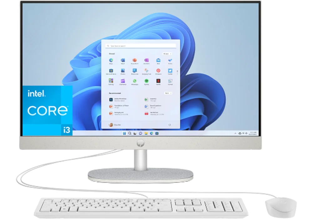 HP AIO All-in-One 24-cr0044ne PC 13Gen Intel® Core™ i3-1315U 6-Cores 8GB RAM DDR4 (Upgradable), 512 GB SSD 24" IPS FHD Display - White
