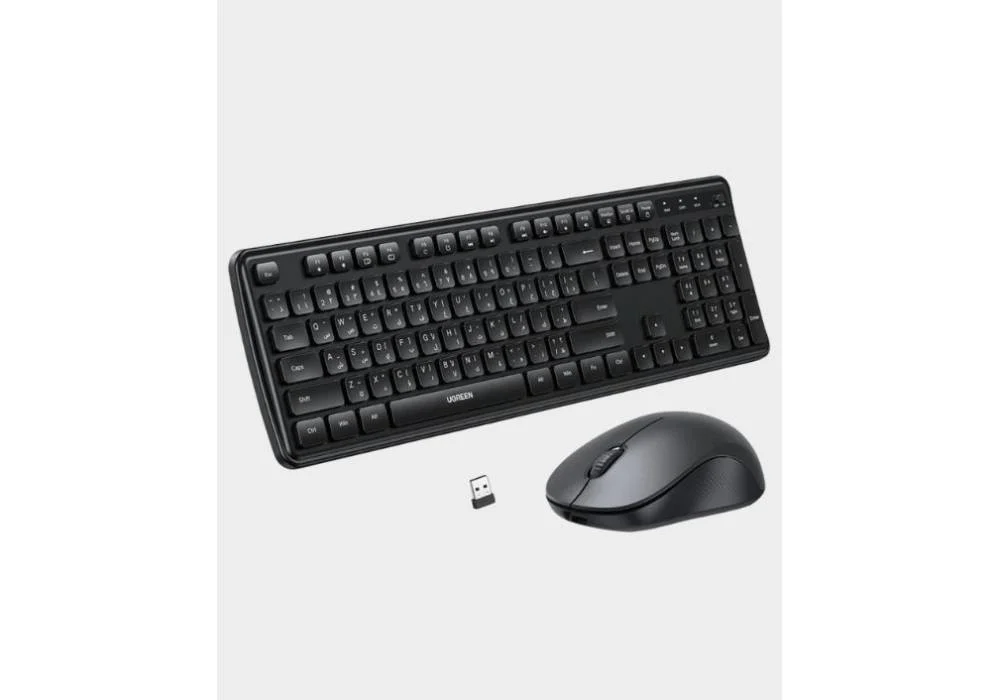 UGREEN MK331 Wireless Keyboard and Mouse Combo | 104 Keys Keyboard | Cordless | Full Size | USB Type A Receiver US/AR Layout - Black