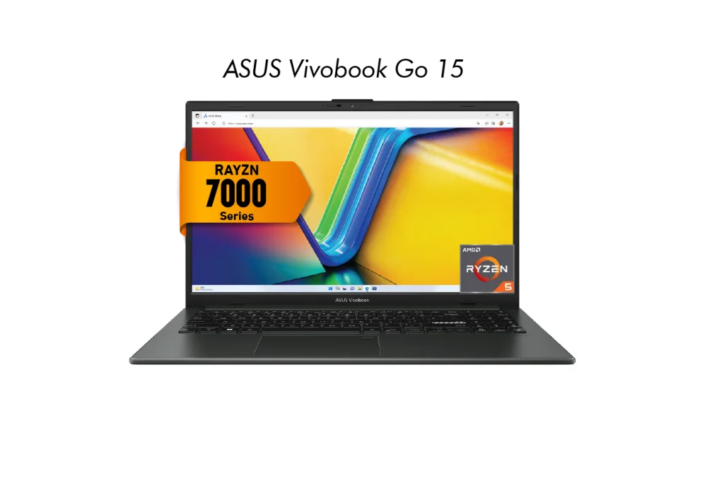 Laptop ASUS Vivobook Go 15, AMD Ryzen™ 5 7520U, 8GB LPDDR5, 512GB SSD, 15.6" FHD, Wi-fi 6E - Black