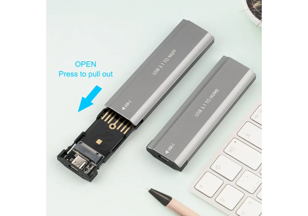 USB 3.1 Type C Dual Protocol M2 SSD Case M.2 NVME NGFF SATA SSD Enclosure Adapter 10Gbps External Enclosure Supports