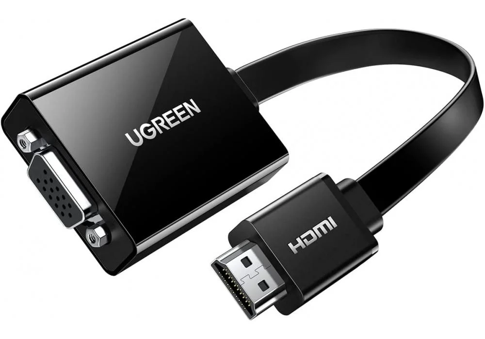 UGREEN Active HDMI to VGA Adapter with 3.5mm Audio Jack HDMI Male to VGA Female up to 1080P for PC Laptop Ultrabook Raspberry Pi Chromebook Black