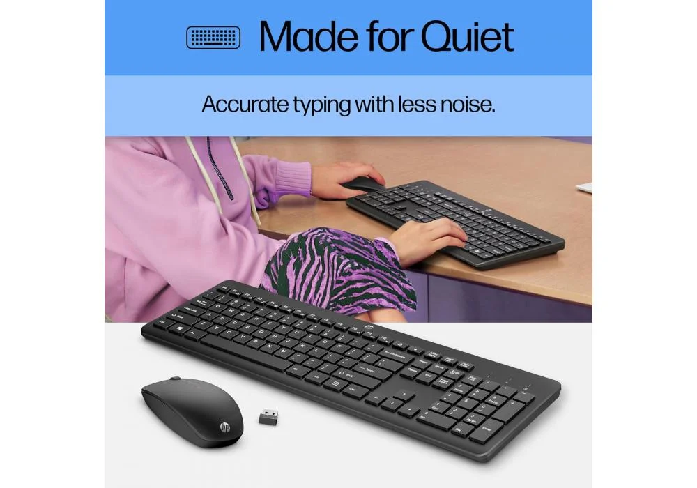 HP 230 Wireless Mouse and Keyboard Combo - 2.4GHz Wireless Connection - Long Battery Life - Durable & Low-Noise Design - Windows & Mac OS - Adjustable 1600 DPI - Numeric Keypad