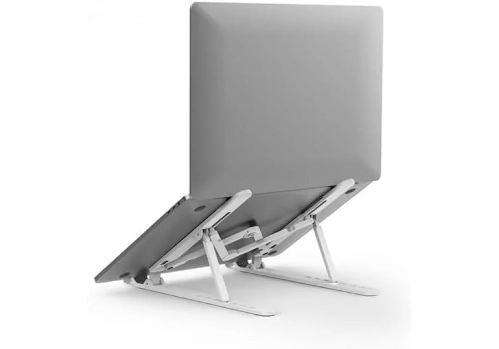 WiWU S500 Laptop Stand Adjustable Angle Silicone Mat Lightweight Foldable Stable Support Silver White