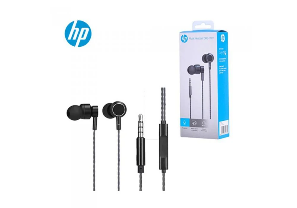 HP Music Headset DHE-7001 In-Ear Earphones with Volume Adjustment and Microphone 3.5mm Jack