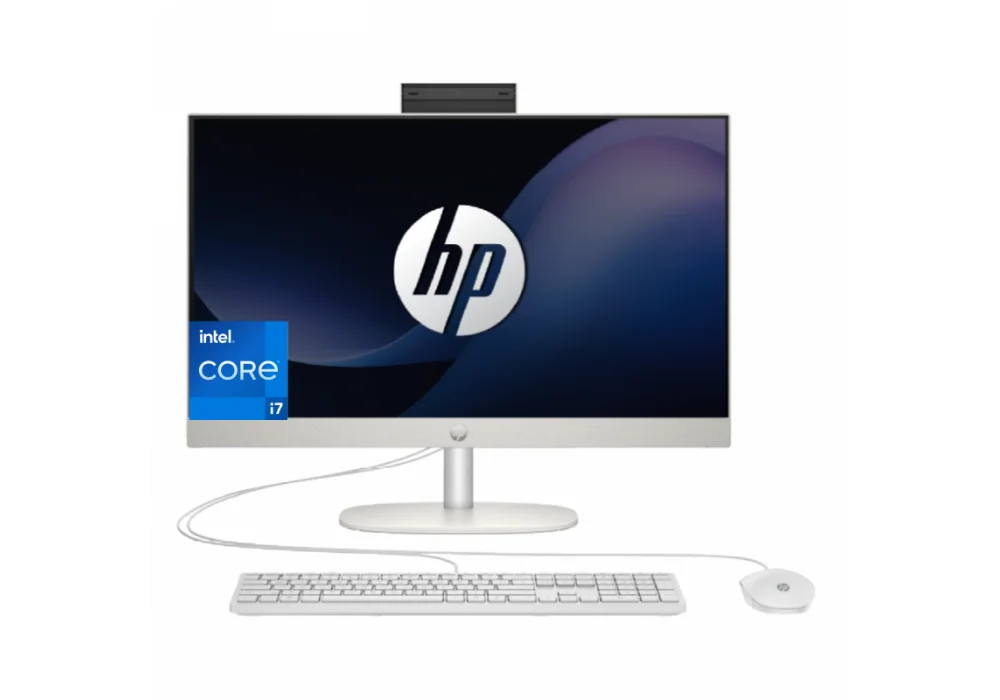 HP AIO All-in-One 27-cr0012ne PC 13Gen Intel® Core™ i7-1355U 10-Cores 8GB RAM DDR4 (Upgradable), 512 GB SSD 27" IPS FHD Display - White