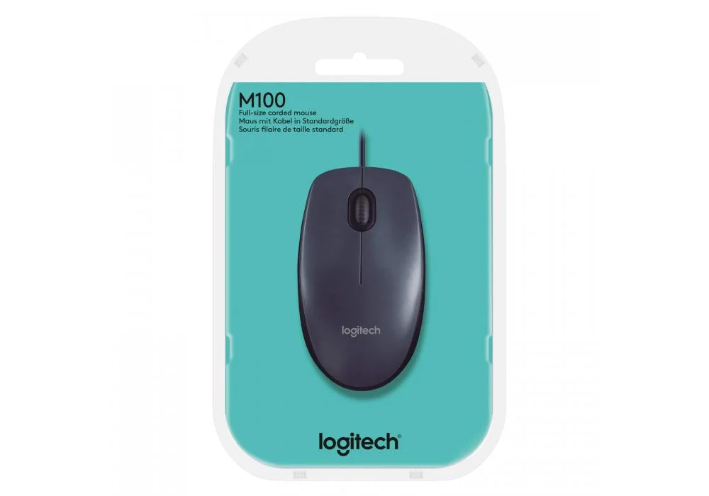 Logitech Mouse M100 High-Definition Optical Tracking (1000 DPI) Smooth Cursor Control - Black