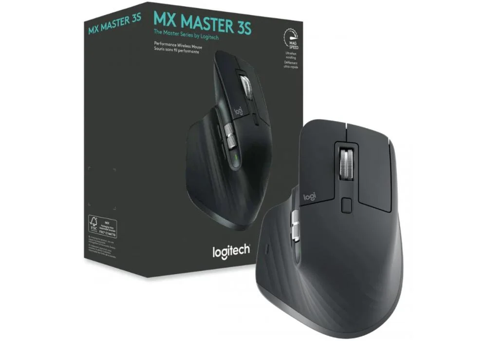 Logitech MX Master 3S - Wireless (Performance) Mouse with Ultra-fast Scrolling, Ergo, 8K DPI, Track on Glass, Quiet Clicks, USB-C, Bluetooth, Windows, Linux, Chrome - Graphite