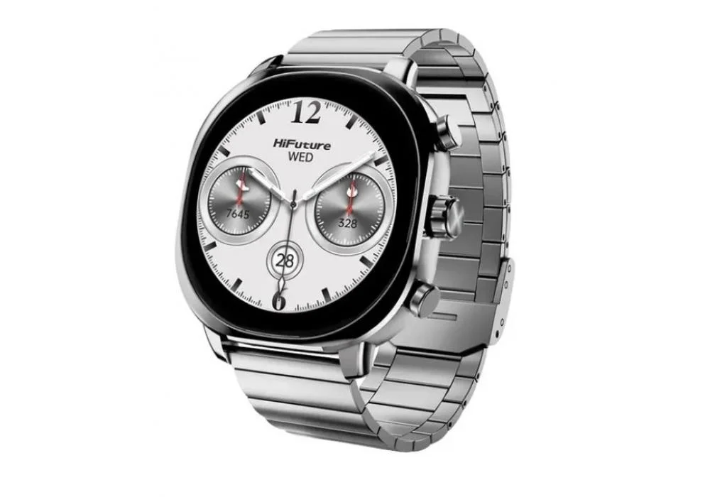 HiFuture AIX 1.43" Amoled Gorilla Glass, Stainless Steel, Sports Mode Automatic Detection Ai - Artificial Intelligence Health Monitoring (Titanium Silver) - 18 Month Warranty