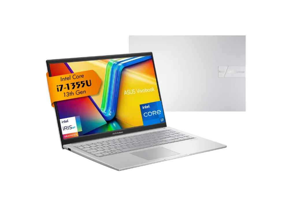 Laptop ASUS Vivobook 15 (X1504VA) |Intel® Core™ i7-1355U Processor, 16GB DDR4 (Customized), 512GB SSD | 13th Generation - Cool Silver