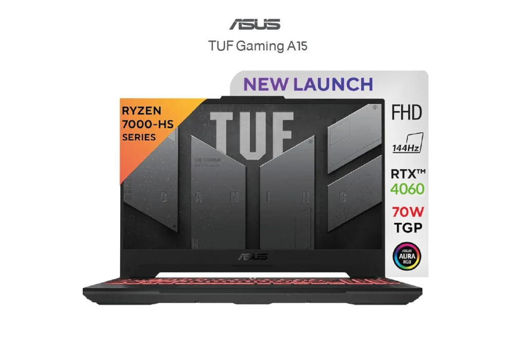 Laptop ASUS TUF Gaming A15 | AMD Ryzen™ 7 7435HS Nvidia Geforce RTX 4060 8GB DDR6, 16GB DDR5 Ram, 15.6-inch FHD 144Hz - Graphite Black - Windows 11 Home