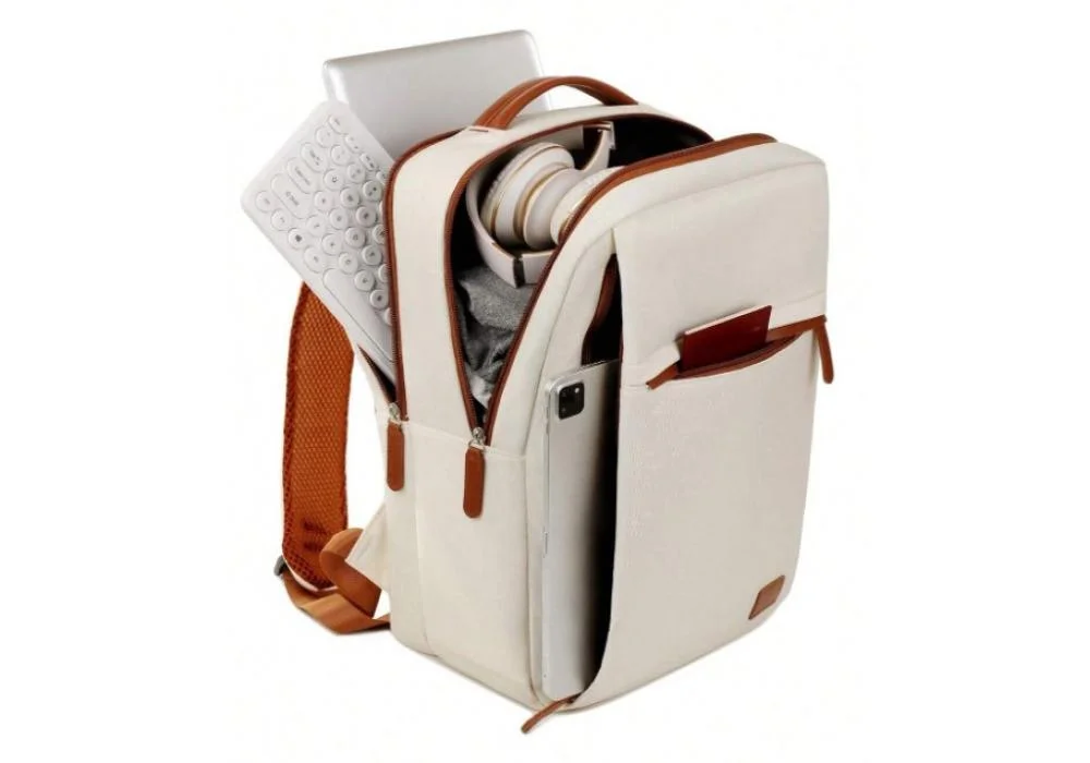 Okade Laptop Backpack Up to 15.6" Laptops S2305 Protective Case Water Resistant Exterior - Creamy White