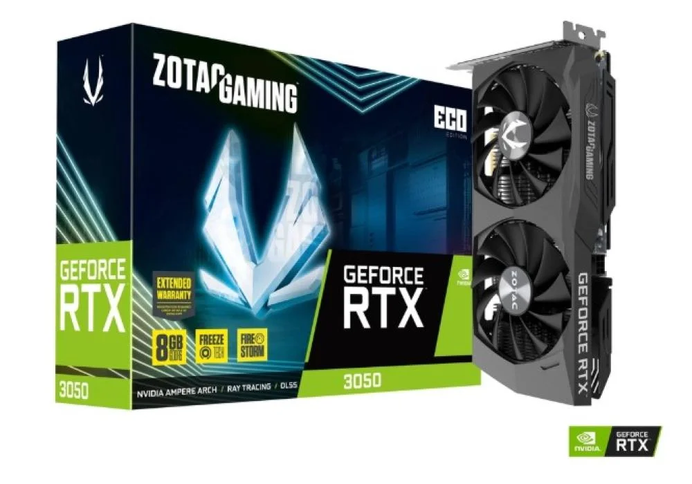 ZOTAC GAMING GEFORCE RTX 3050 ECO 8GB GDDR6 Graphics Memory 3rd Gen Tensor Cores Supports 4K 120Hz HDR, 8K 60Hz HDR