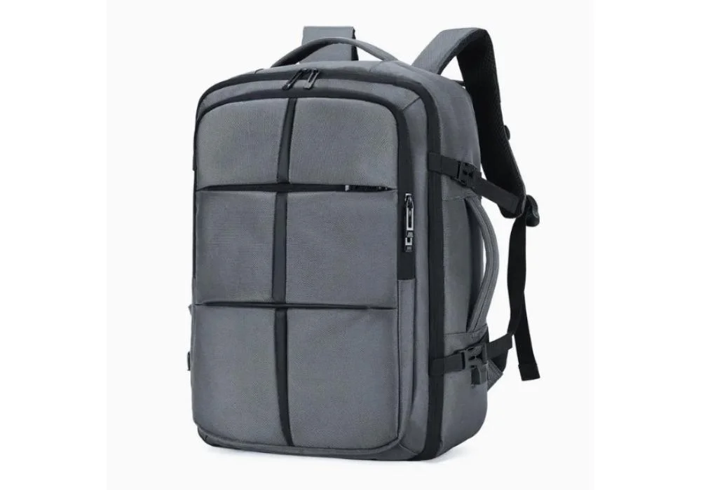 Backpack Large Capacity Expandable Backpack Multifunction USB Charging Business Bag For Laptop Up to 17.6" Luggage Bag - Gray
