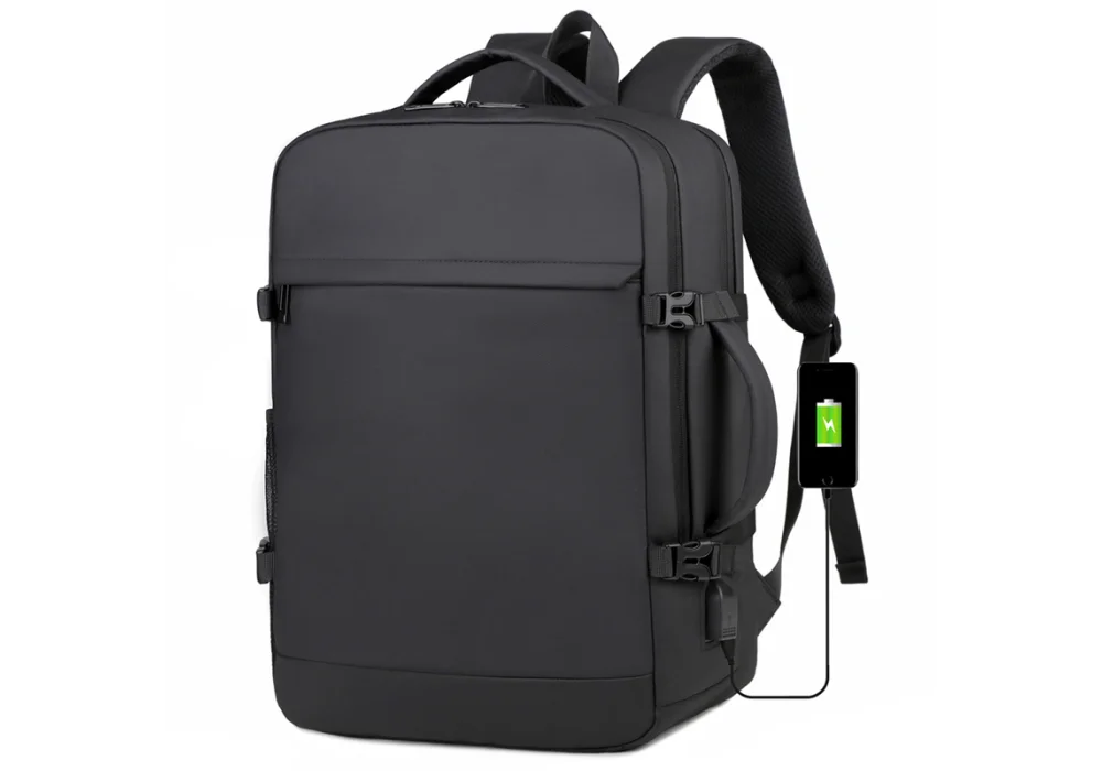 Medium Travel Backpack, Carry On Backpack, Flight Approved Fit Up to 17.3" Laptop - Black