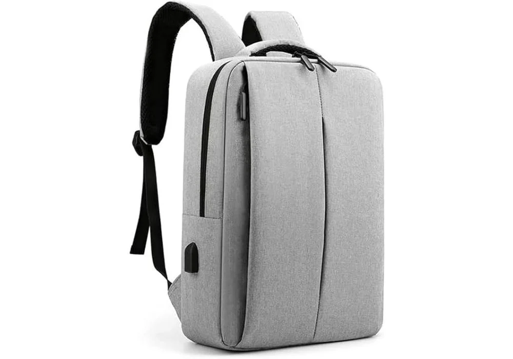 Business Premium Laptop Backpack With External Charging Port Scratch-Resistant Nylon Material Up to 15.6" - Gray