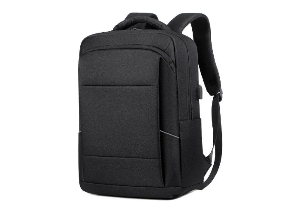 Business Premium Laptop Backpack With External Charging Port Scratch-Resistant Nylon Material Up to 15.6" - Black
