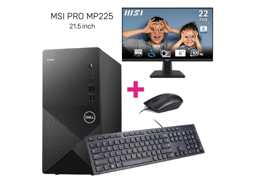 Dell Vostro 3910-Core i5 12th Generation | 8GB RAM & 512 SSD Without DVD/RW (Wireless- Bluetooth Integrated) with MSI PRO MP225 21.5 Inch Full HD Office Monitor