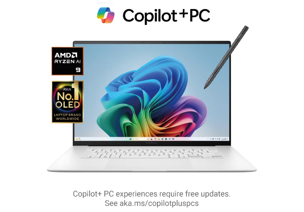 NEW Laptop ASUS Zenbook S 16 AMD Ryzen™ AI 9 HX 370 Processor AMD Ryzen™ AI Up to 80 TOPS 16" OLED 3K Touch with Pen - Scandinavian White