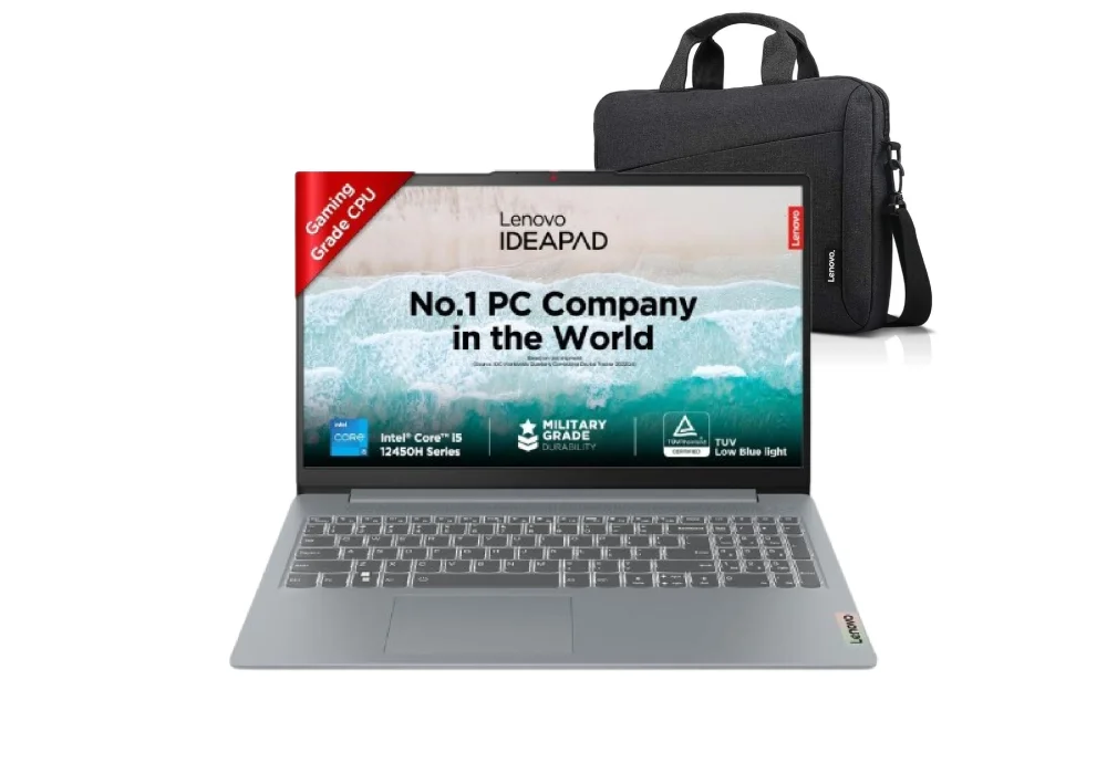 Laptop Lenovo IdeaPad Slim 3 12th Gen Intel Core i5-12450H, 8GB DDR5 512GB SSD 15.6" (39.6cm) FHD 300 Nits Thin & Light Laptop with Lenovo Toploader