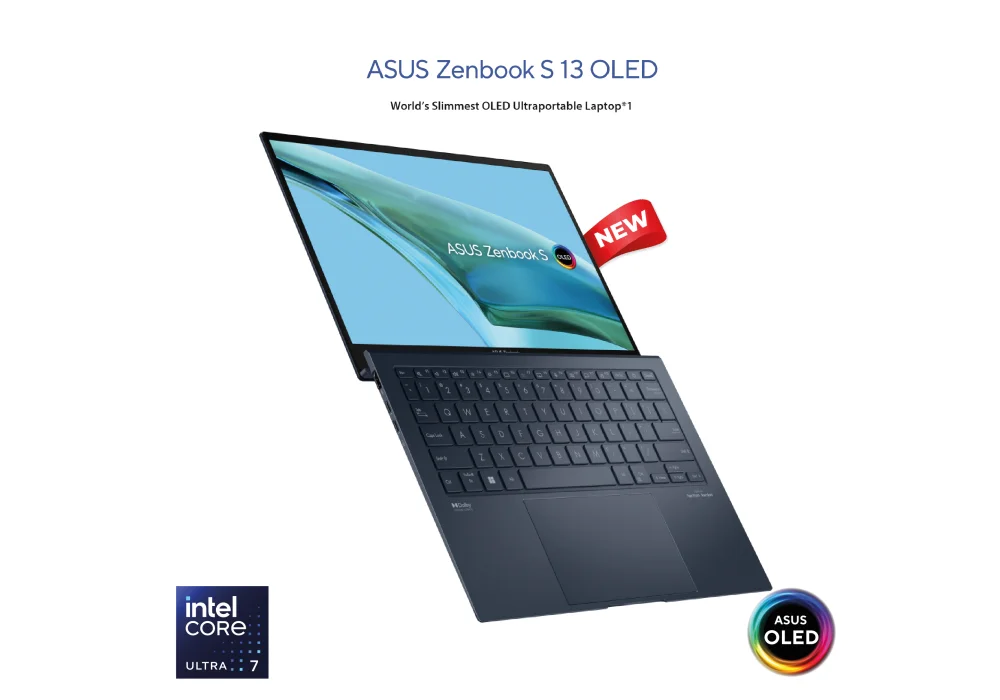 Laptop ASUS Zenbook S 13 OLED | Intel® Core™ Ultra 7 Processor | 16GB DDR5X | 1TB M.2 | 13.3-inch 3K (2880 x 1800) OLED | Slim & Light Windows 11 Home with Sleeve