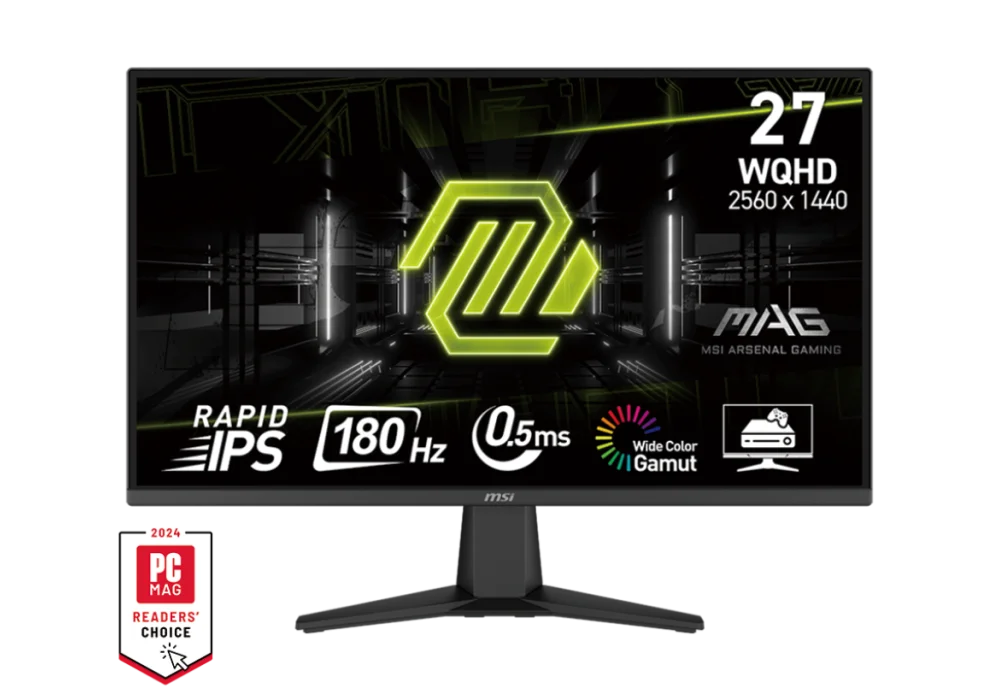 MSI MAG 275QF 27-inch 2K Gaming Monitor, 2560 x 1440 (UHD), Adaptive-Sync, 0.5ms Response Time, 180Hz, HDR Ready, HDMI, DP Port, Only Tilt