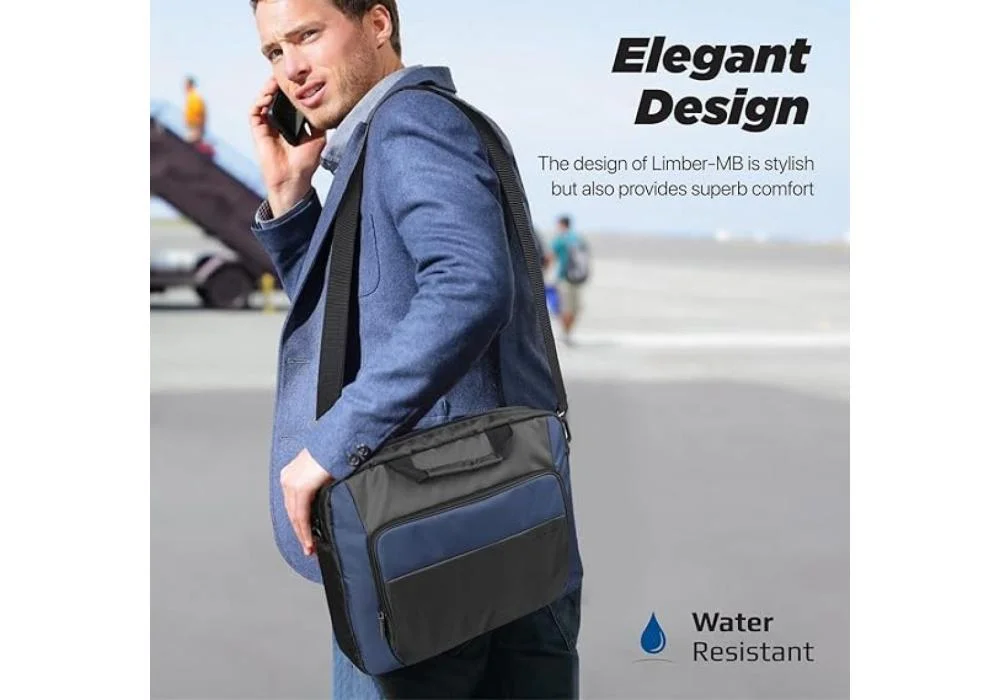 Promate Limber Premium Lightweight Messenger Bag for Laptops up to 15.6” with Front Storage Zipper