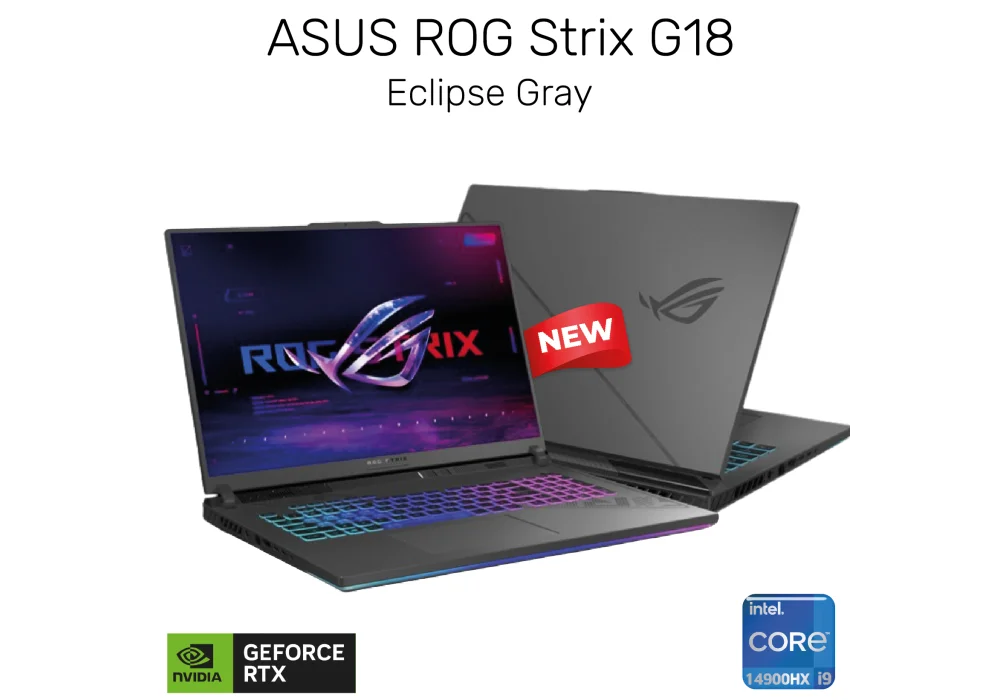 Laptop 2024 ASUS ROG Strix G18, Intel® Core™ i9-14900HX, RTX 4080 12GB, 18" 2.5K, 240Hz with ROG Impact Gaming Mouse & ROG backpack - Eclipse Gray | 14th Generation