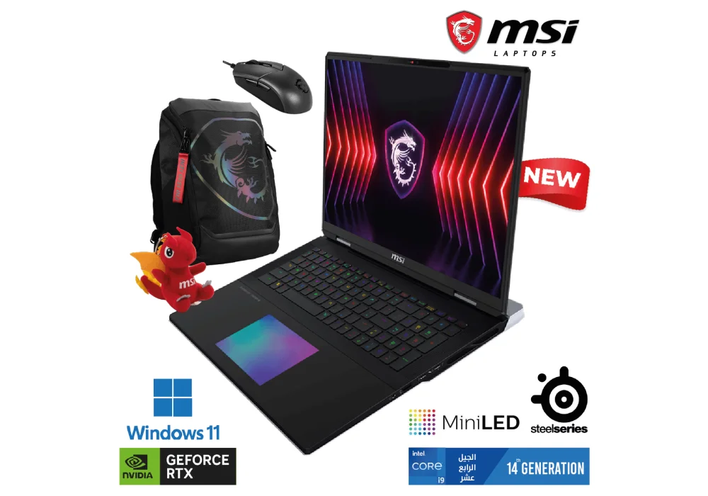 MSI Titan 18 HX A14VIG Gaming Laptop | Intel Core i9-14900HX NVIDIA RTX 4090 16GB DDR6 18" UHD+ MiniLED 120Hz IPS Mechanical KB SteelSeries 2 Years Warranty