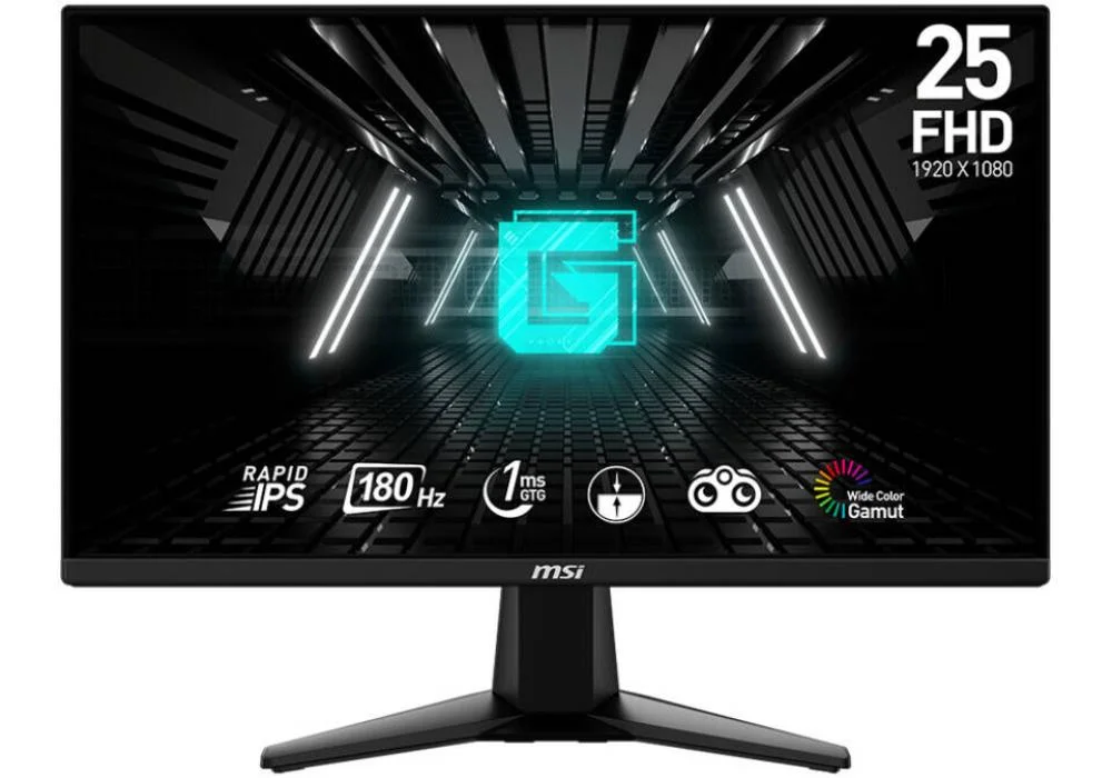 MSI Monitor G255F 25 inch IPS 1920 x 1080 (FHD) FLAT 180Hz 300nits AMD FreeSync™ Frameless Design 1ms Fast Response Time / 3 Years Warranty