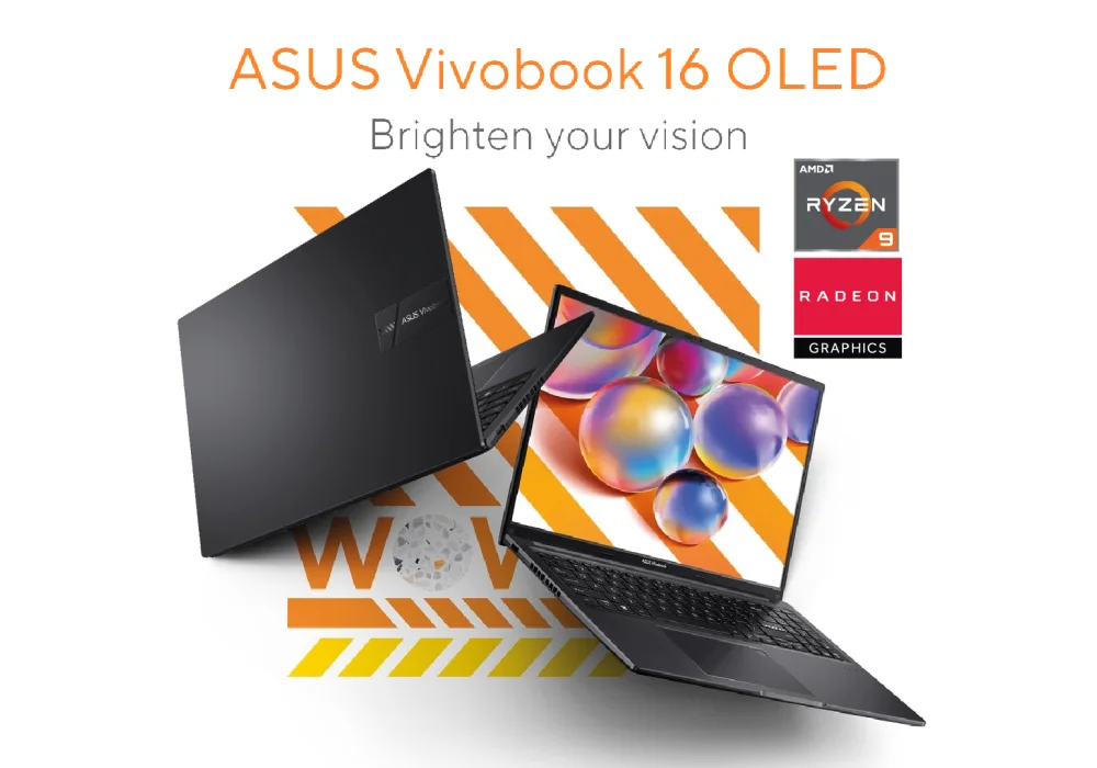 NEW Laptop ASUS Vivobook 16 | AMD Ryzen™ 9 7940HS, 1TB M.2 NVMe, 16.0-inch WUXGA (1920 x 1200) IPS-level Panel 300nits - Indie Black