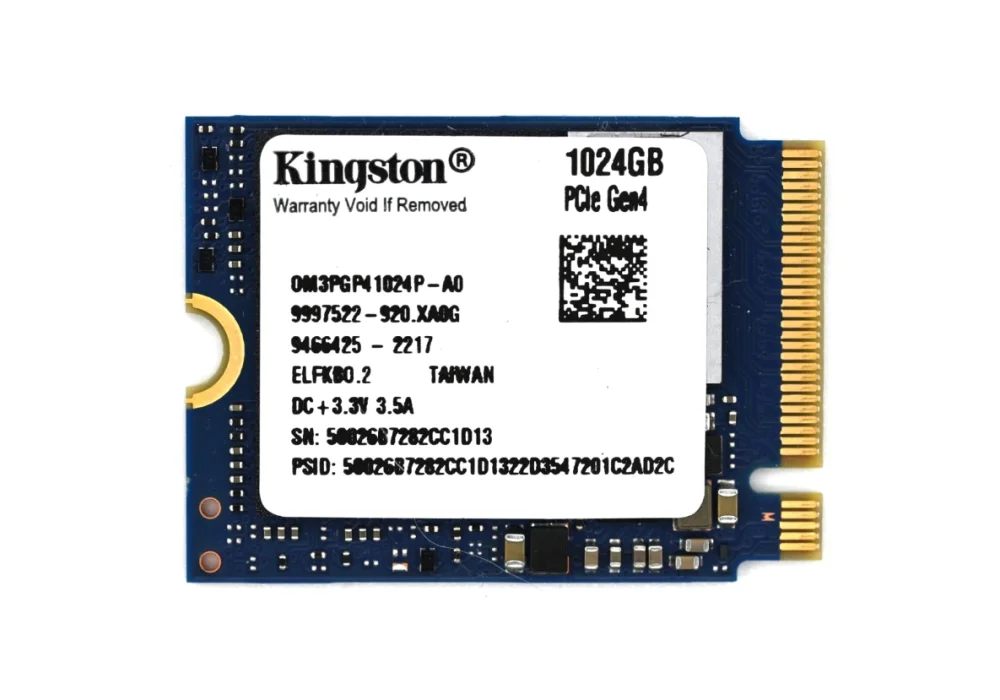 Kingston 1TB 2230 M.2 NVMe PCIe 3.0x4 SSD Solid State Drive Read/Write Speed - Up to 2400/1100 MB/s