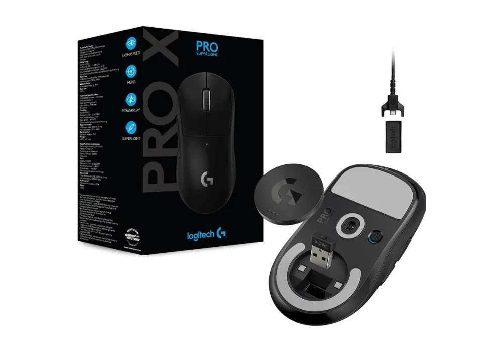 Logitech G PRO X SUPERLIGHT Wireless Gaming Mouse, Ultra-Lightweight, HERO 25K Sensor, 25,600 DPI, 5 Programmable Buttons, Long Battery Life