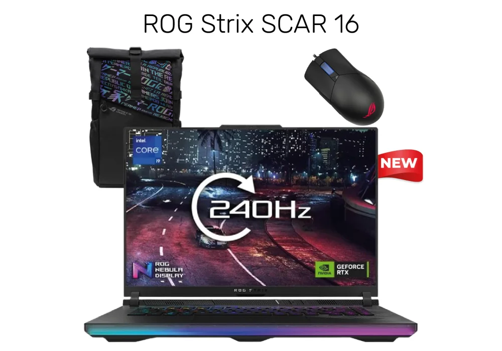New Laptop ROG Strix SCAR 16 | Intel Core i9-14900HX RTX 4080 32GB DDR5 16" QHD+ 240Hz with ROG backpack & ROG Gladius III Mouse | Off Black