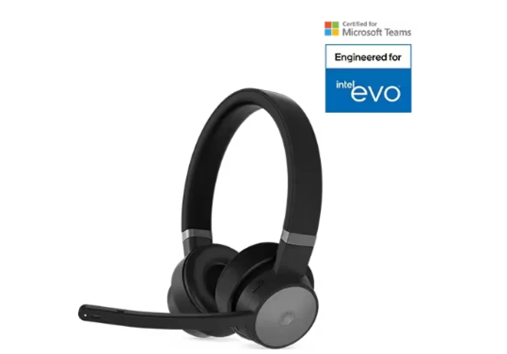 Lenovo Go Wireless ANC Headset (Thunder Black) Flip to mute microphones Lenovo Go Central (Software) Supported