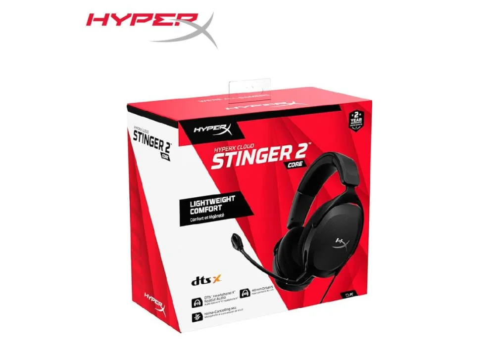 HyperX Cloud Stinger 2 Core DTS Headphone X Spatial Audio Gaming Headphone, Over-Ear Swivel Black