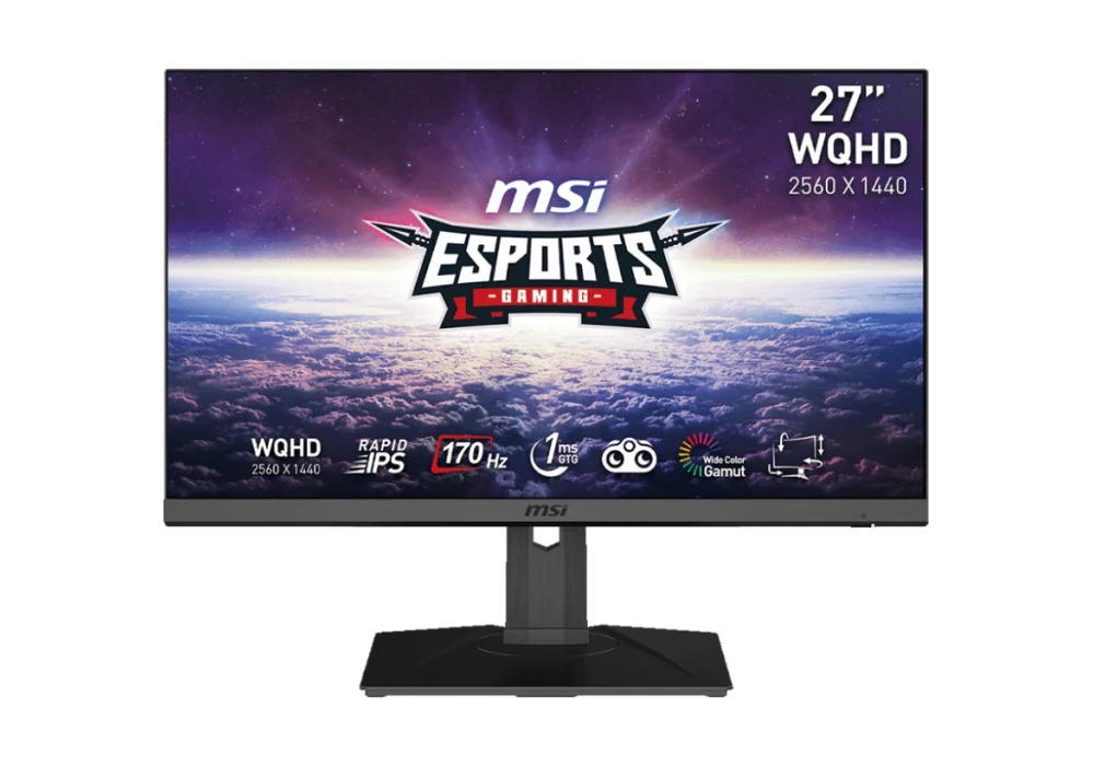 MSI Gaming Monitor G272QPF Flat, 27" WQHD, 170Hz, 1ms IPS FreeSync Premium, adjustable, HDR Ready, Black / 3 Years Warranty