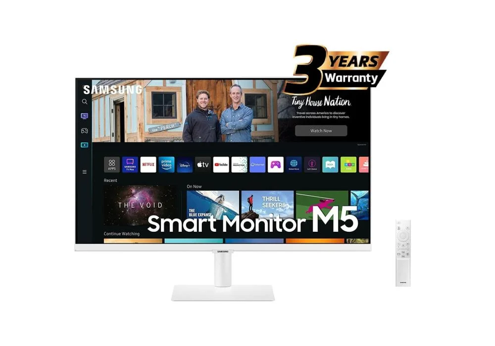 SAMSUNG M5 (BM501) 32" FHD HDR10 Smart Monitor 4ms (GTG),1B Colors & USB Ports - with Netflix, YouTube & Apple TV Streaming - White