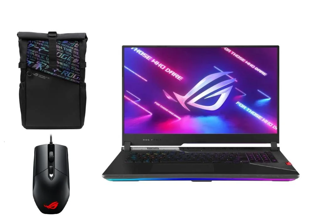Laptop ASUS ROG Strix Scar 17 Ryzen™ 9 - 7945HX3D, RTX™ 4090 16GB DDR, 64GB RAM, 17.3-inch FHD 240Hz, 2023 Off Black with ROG backpack ROG Gladius III Mouse P514