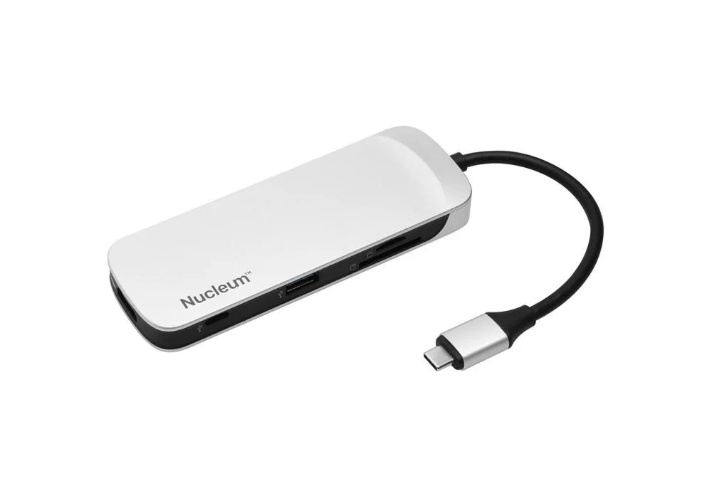 Kingston Nucleum USB-C Hub HDMI Output, USB-A, SD and MicroSD Card Reader, White / Windows & Apple MacBook IOS