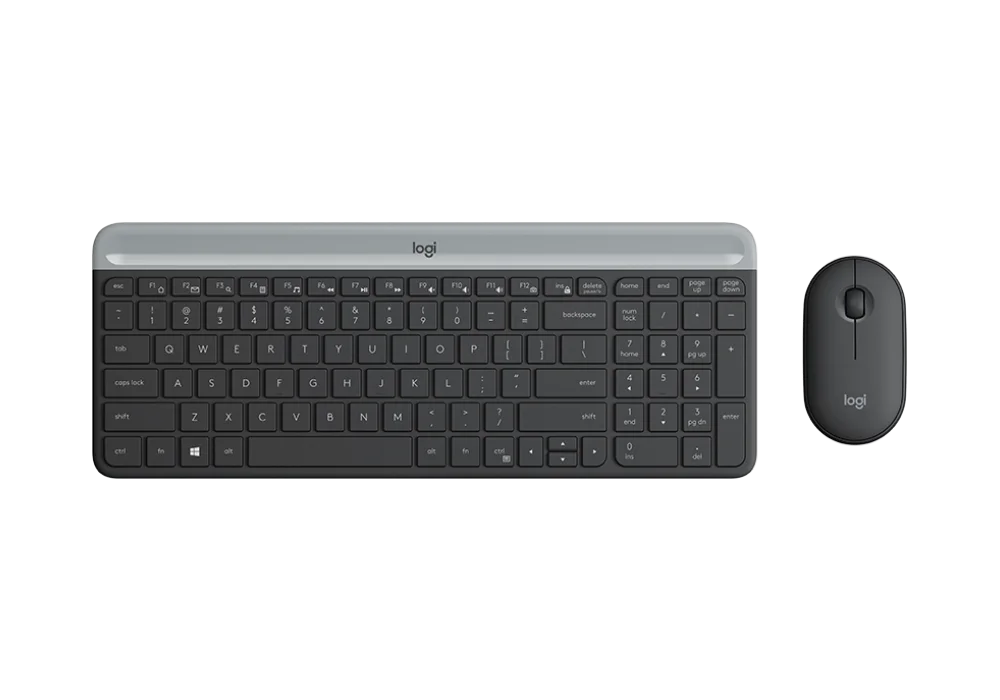 Logitech MK470 Slim Wireless Keyboard and Mouse Combo - Modern Compact Layout, Ultra Quiet, 2.4 GHz USB - Graphite