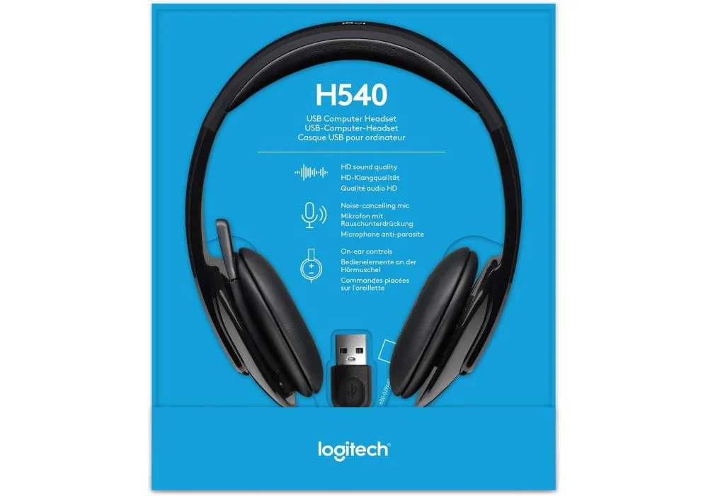 Logitech High-performance USB Headset H540 for Windows and Mac, Skype Certified, Black
