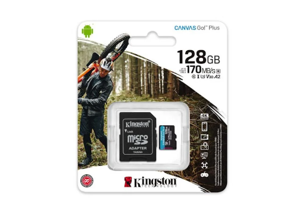 Kingston Memory Card 128GB CANVAS GO PLUS microSD